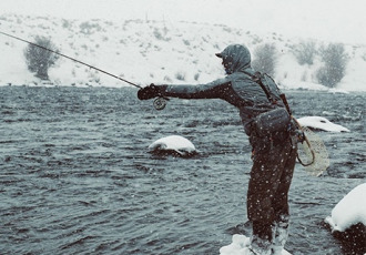 Fly fishing in the snow